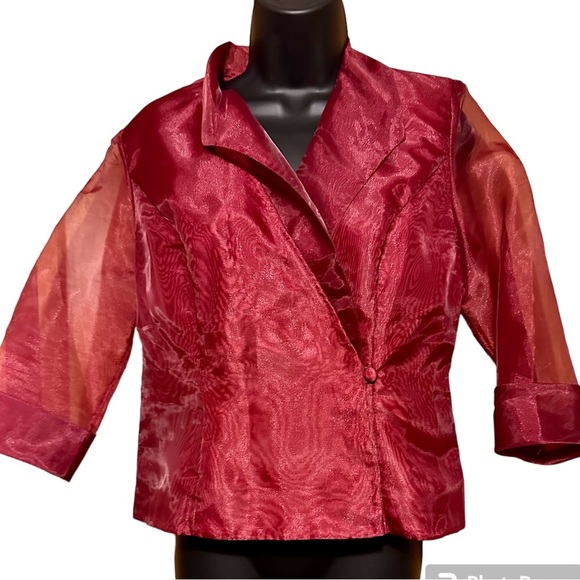 NWT Alex Evenings burgundy size small petite blazer/blouse - Picture 1 of 8